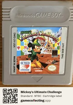 Mickey's Ultimate Challenge Game Boy, NTSC cartridge label