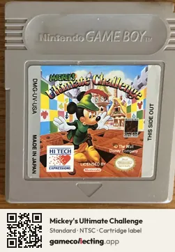 Mickey's Ultimate Challenge Game Boy, NTSC cartridge label