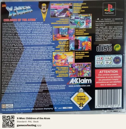 X-Men: Children of the Atom PlayStation, PAL box back