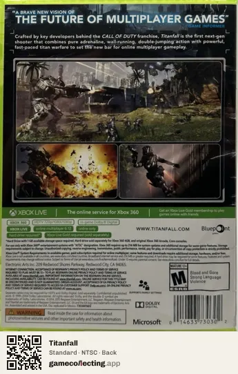 Titanfall Xbox 360, NTSC box back