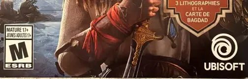Assassin's Creed Mirage, the ESRB box on its front