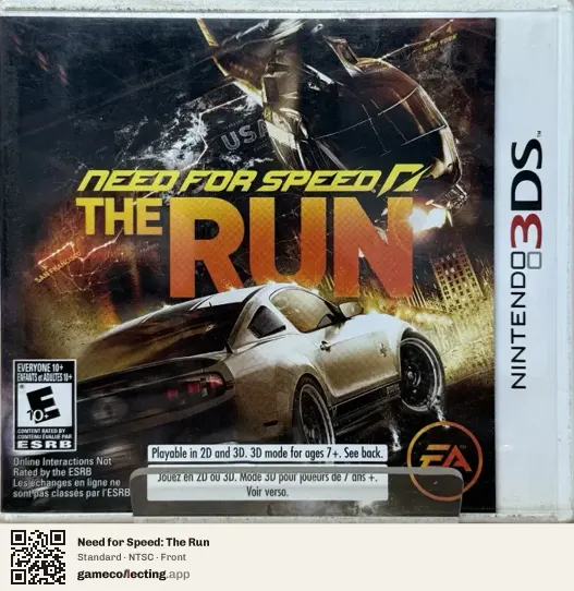 Need for Speed: The Run Nintendo 3DS, NTSC box front