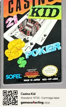 Casino Kid Nintendo Entertainment System, NTSC cartridge label