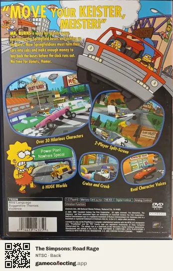 The Simpsons: Road Rage PlayStation 2, NTSC box back