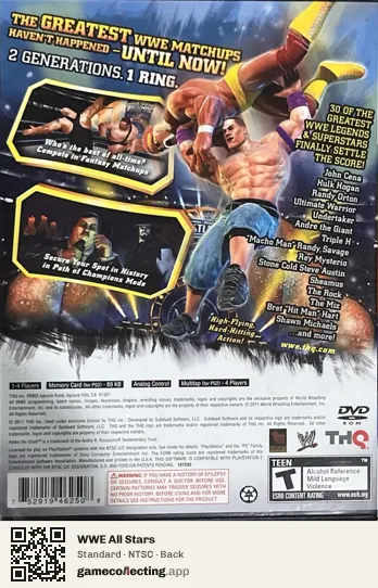 WWE All Stars PlayStation 2, NTSC box back