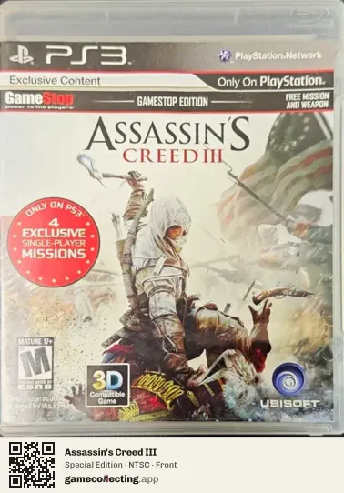 Assassin's Creed III PlayStation 3, NTSC box front