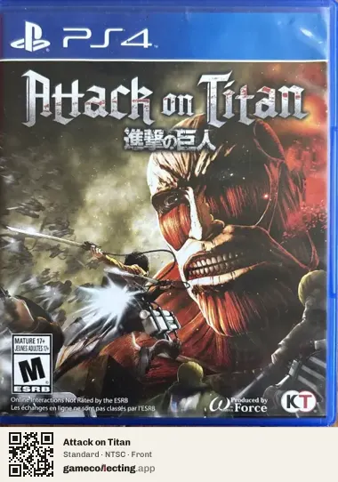 Attack on Titan PlayStation 4, NTSC box front