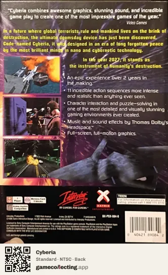 Cyberia PlayStation, NTSC box back