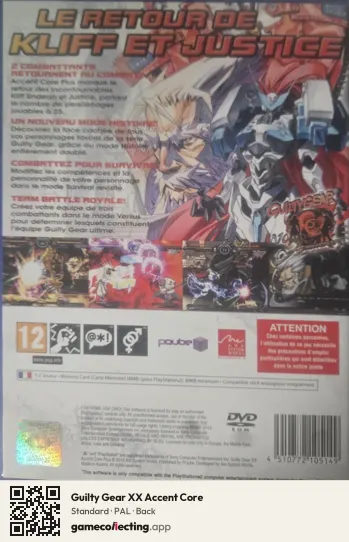 Guilty Gear XX Accent Core PlayStation 2, PAL box back