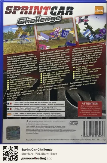 Sprint Car Challenge PlayStation 2, Italy box back