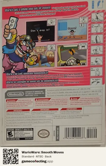 WarioWare: Smooth Moves Nintendo Wii, NTSC box back