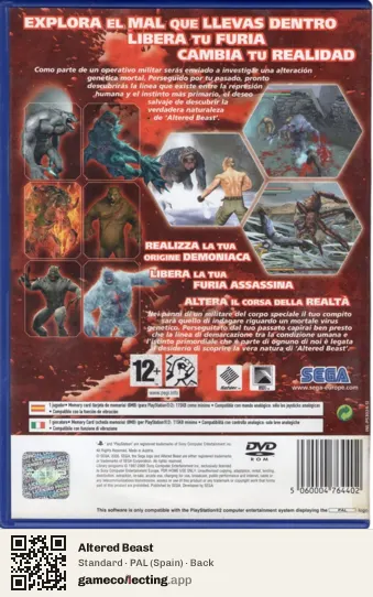 Altered Beast PlayStation 2, Spain box back