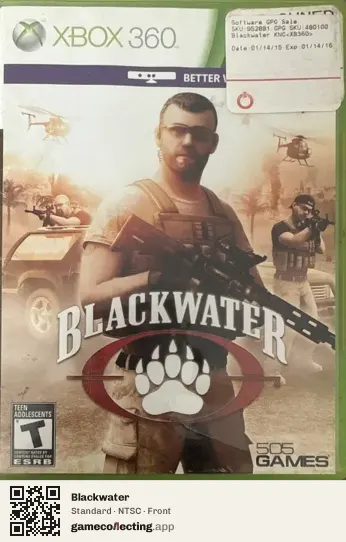 Blackwater Xbox 360, NTSC box front