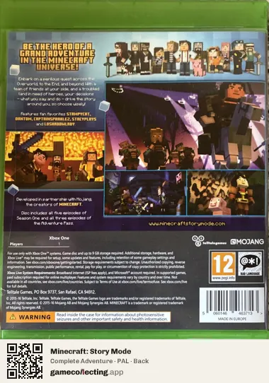 Minecraft: Story Mode Xbox One, PAL box back