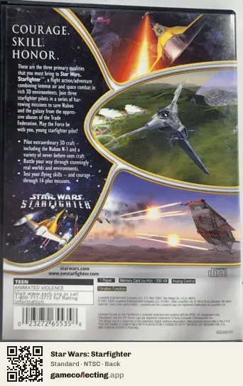 Star Wars: Starfighter PlayStation 2, NTSC box back