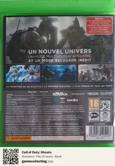 Call of Duty: Ghosts Xbox One, France box back