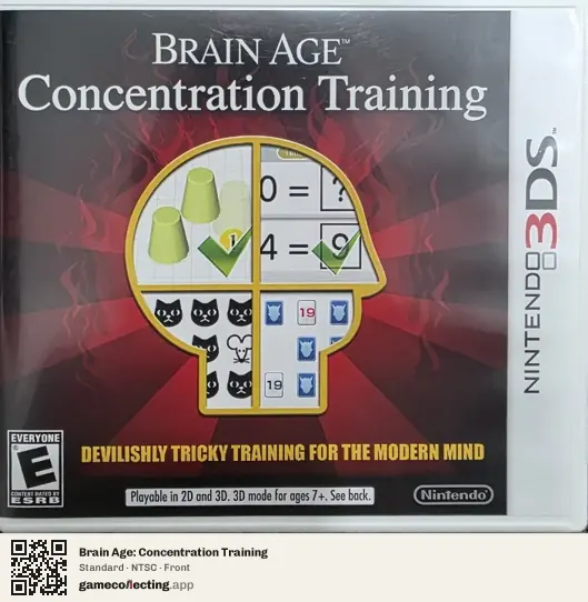 Brain Age: Concentration Training Nintendo 3DS, NTSC box front