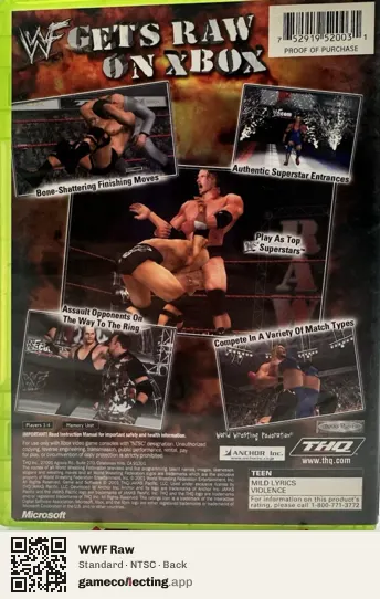 WWF Raw Xbox, NTSC box back