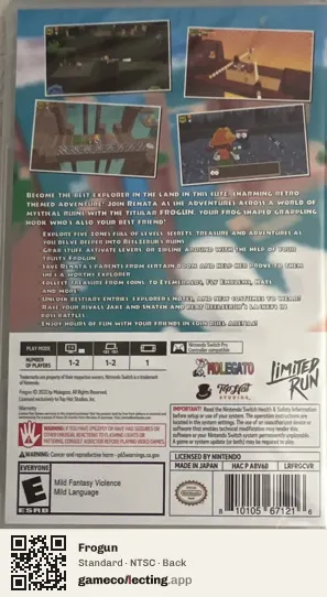 Frogun Nintendo Switch, NTSC box back
