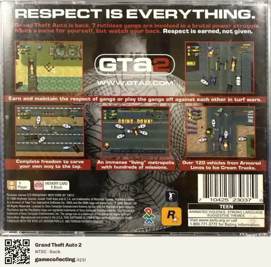 Grand Theft Auto 2 PlayStation, NTSC box back