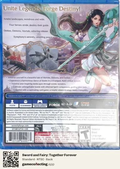 Sword and Fairy: Together Forever PlayStation 4, NTSC box back