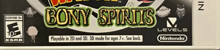 Yo-kai Watch 2: Bony Spirits, the ESRB box on its front
