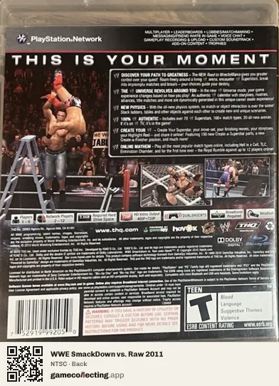WWE SmackDown vs. Raw 2011 PlayStation 3, NTSC box back