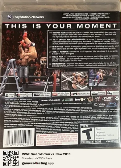 WWE SmackDown vs. Raw 2011 PlayStation 3, NTSC box back