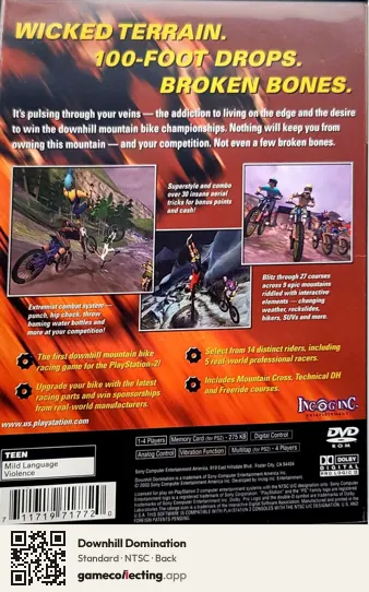 Downhill Domination PlayStation 2, NTSC box back