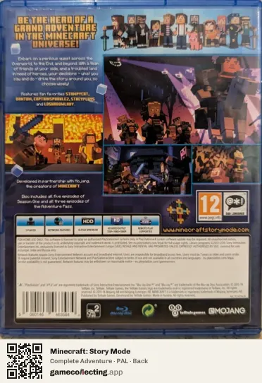 Minecraft: Story Mode PlayStation 4, PAL box back