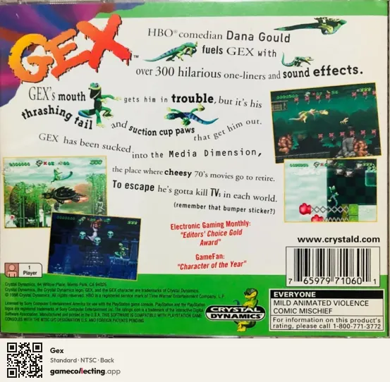 Gex PlayStation, NTSC box back
