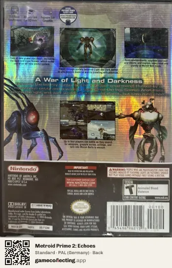 Metroid Prime 2: Echoes Nintendo GameCube, Germany box back