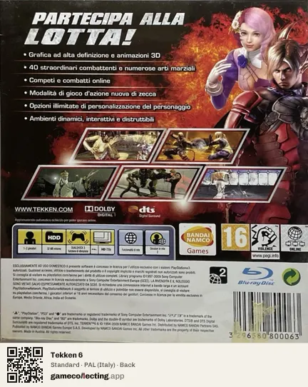 Tekken 6 PlayStation 3, Italy box back