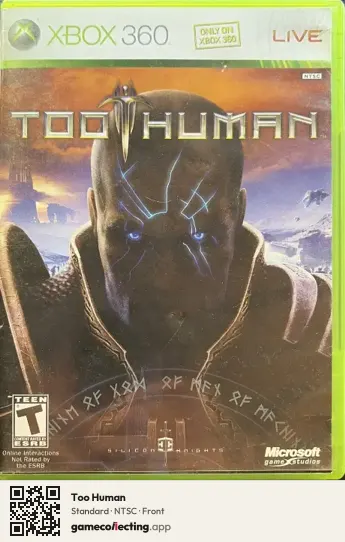 Too Human Xbox 360, NTSC box front
