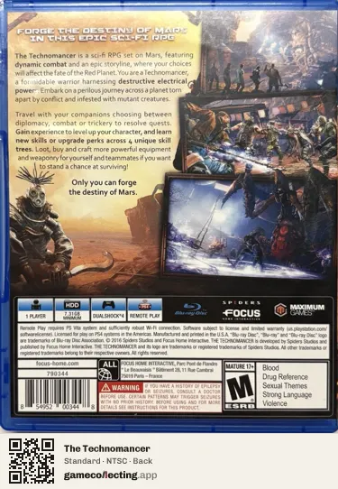 The Technomancer PlayStation 4, NTSC box back