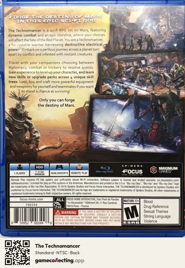 The Technomancer PlayStation 4, NTSC box back