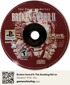 Broken Sword II: The Smoking Mirror PlayStation, NTSC disc