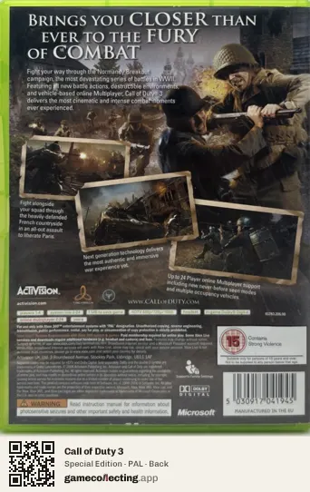 Call of Duty 3 Xbox 360, PAL box back