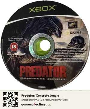 Predator: Concrete Jungle Xbox, PAL disc