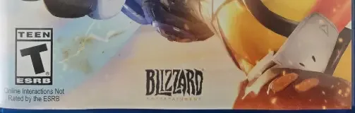 Overwatch, the ESRB box on its front