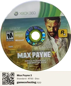 Max Payne 3 Xbox 360, NTSC disc