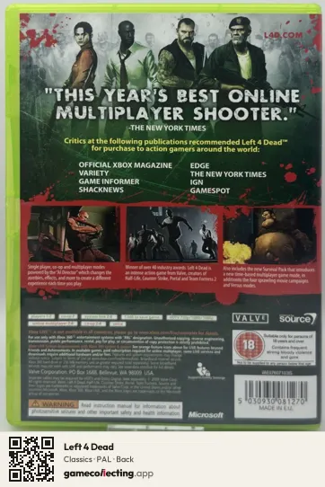 Left 4 Dead Xbox 360, PAL box back