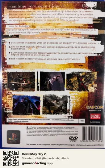 Devil May Cry 2 PlayStation 2, Netherlands box back