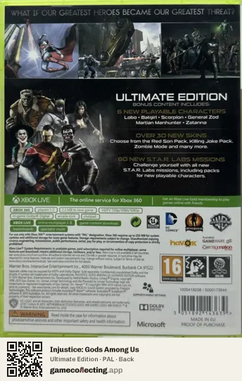 Injustice: Gods Among Us Xbox 360, PAL box back