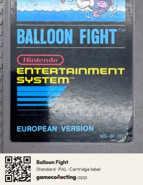 Balloon Fight Nintendo Entertainment System, PAL cartridge label
