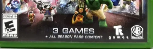 LEGO Marvel Collection, the ESRB box on its front