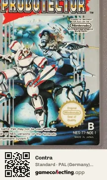 Contra Nintendo Entertainment System, PAL cartridge label