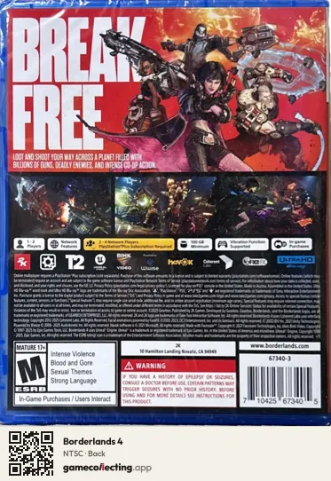 Borderlands 4 PlayStation 5, NTSC box back