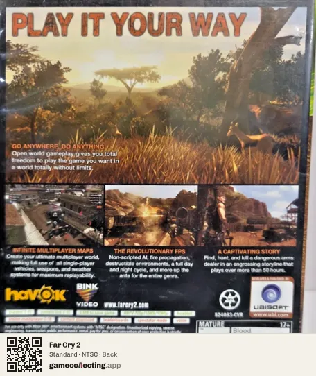 Far Cry 2 Xbox 360, NTSC box back