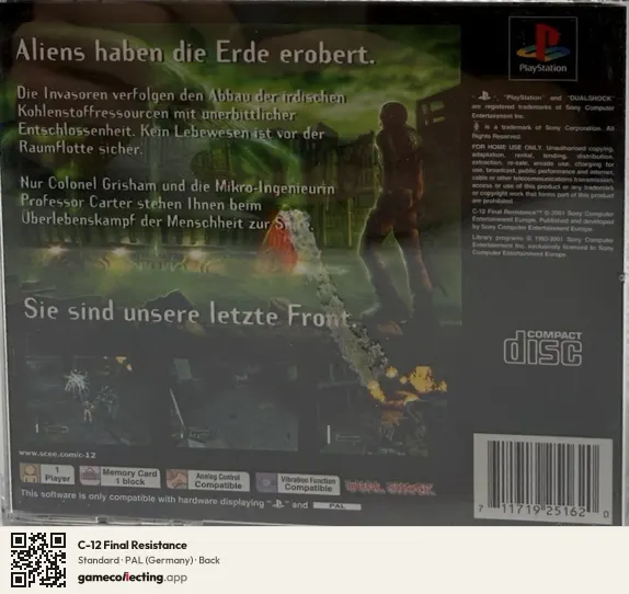 C-12 Final Resistance PlayStation, Germany box back